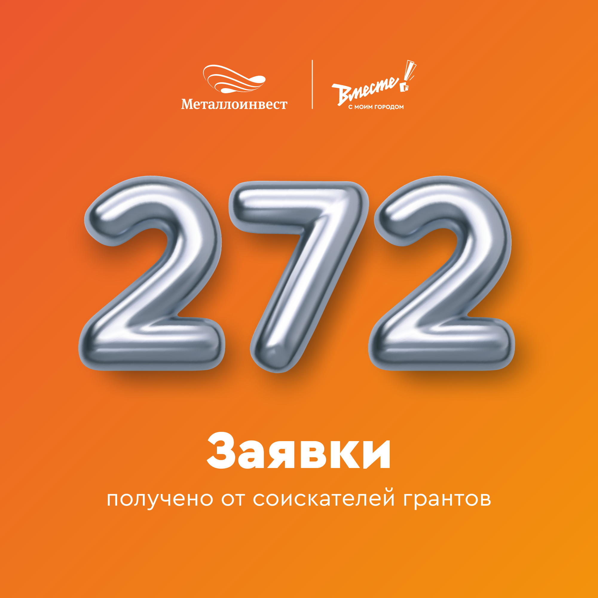 272 заявки получено на «ВМЕСТЕ! С моим городом» в 2022 году 